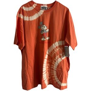 Disney Orange Mickey Mouse Genuine Mousewear Tie-Dye Shirt for Adults Size L